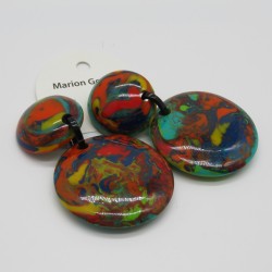 Colourful Round Marble Earrings by Marion Godart