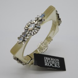Clear Acrylic Square Bangle with Opalescent Crystal Glass Stones