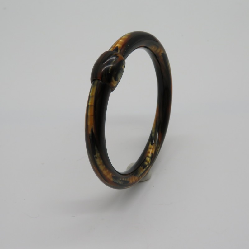 1970s Vintage Lea Stein Bangle with Tigers Eye Finish.