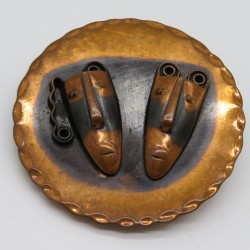 1950s Vintage Round Copper Tribal Mask Pendant