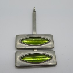 1960s Danish Modernist Pewter Pendant with Two Green Lozenges