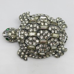 Vintage 1940s Diamante Tortoise Shaped Brooch