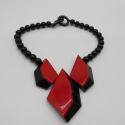 Abstract Statement Red and Black Resin Necklace by Marion Godart.