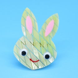 Bunny Rabbit Face Resin Brooch by Marion Godart