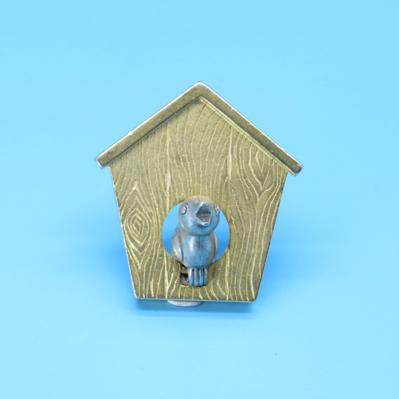 Quirky Bird House Shaped Brooch by JJ.