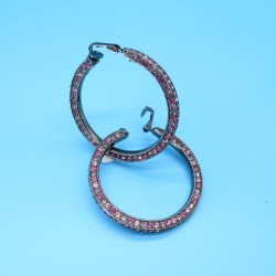 Vintage Large Hoop Pink Rhinestone Earrings Signed Kenneth Lane