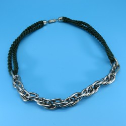 Vintage Silk and Chrome Rope Chain Necklace by Jakob Bengel. (1930s)