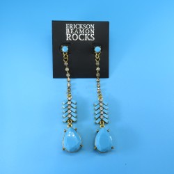 Vintage Turquoise and Crystal Pieced Dangling Earrings