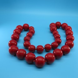 Lipstick Red Resin Necklace with Large Beads