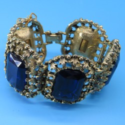 Huge 1960s Vintage Arcansas Sapphire Glass Elizabeth Reiner Bracelet