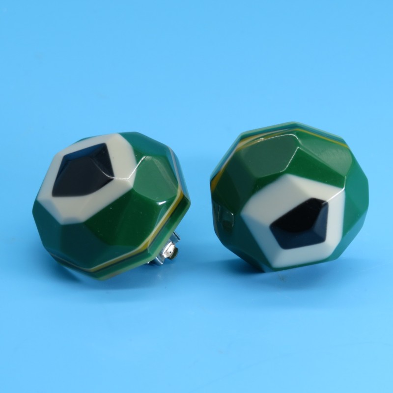Hexagonal Funky Colourful Green Earrings by Marion Godart