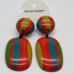 Huge Chunky Oval Colourful Resin Earrings by Marion Godart Paris