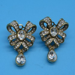 Vintage Attwood & Sawyer Vintage Crystal Bow Drop Earrings