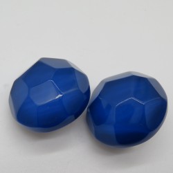 Round Faceted Blue Resin Clip On Earrings by Marion Godart