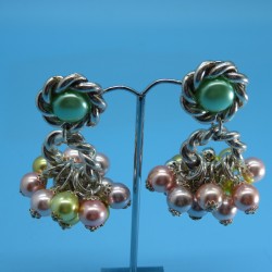 1980s Fashion Silver Plated Drop Earrings in Pastel Colours