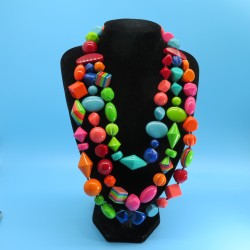 Spectacular Colourful Resin Beaded Necklace by Marion Godart