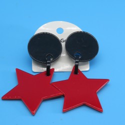 Black and Red Dangling Resin Star Earrings by Marion Godard