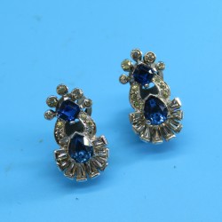 Vintage Mazer Bros Blue and Diamante Earrings