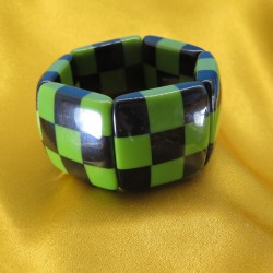 Marion Godart, Paris Black and Green Resin Elasticated Bracelet