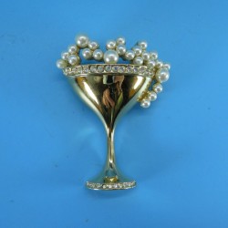 Vintage Champagne Glass Brooch