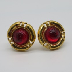 Vintage 1980s Red and Gold Earrings by Torrente Paris