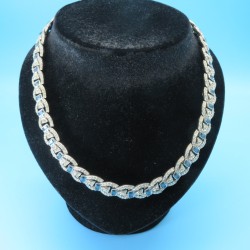 Vintage Diamante and Blue Sapphire Baguette Choker Collar Necklace