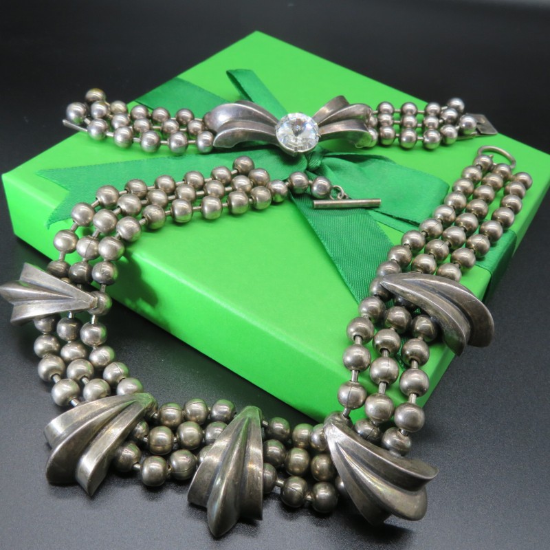Vintage Art Deco Design Ikuo Ichimori Bracelet and Necklace Set