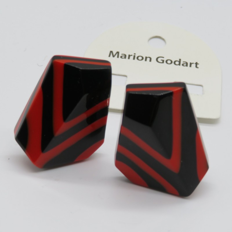Black and Red Avant Garde Resin Earrings by Marion Godart Paris
