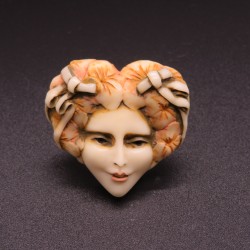 Silvia Massey 1980 limited edition ladies face resin brooch signed.