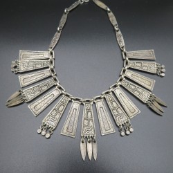 1970s Egyptian Revival French Collar Necklace Signed DLH