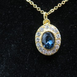 1980s Vintage Faux Sapphire Necklace Pendant