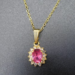 1980s Vintage Pink Swarovsky Crystal Necklace Pendant