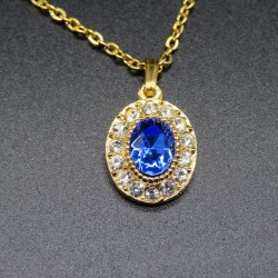 1980s Vintage Blue Azure Swarovski Crystal Necklace Pendant