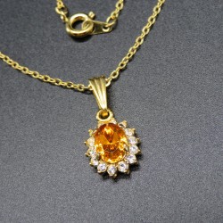 1980s Vintage Amber Swarovski Crystal Necklace Pendant