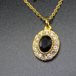 1980s Vintage Black Swarovski Crystal Necklace Pendant