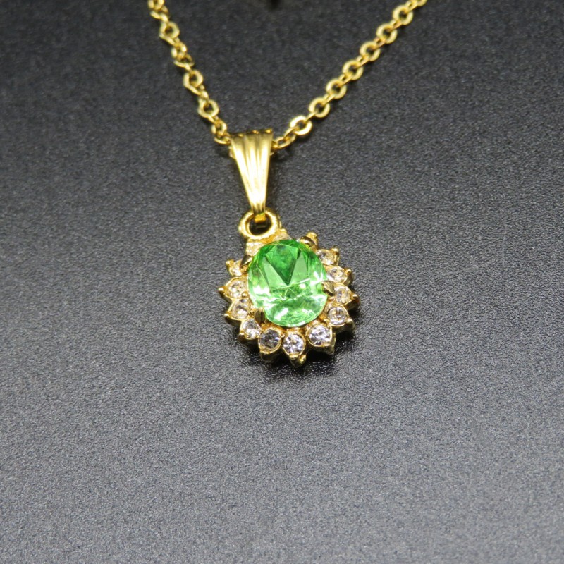 1980s Vintage Light Green Swarovsky Crystal Necklace Pendant