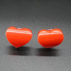 Lipstick Red Heart Shaped Resin Earrings by Marion Godart