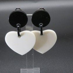 Black and White Heart Shaped Earrings by Marion Godart