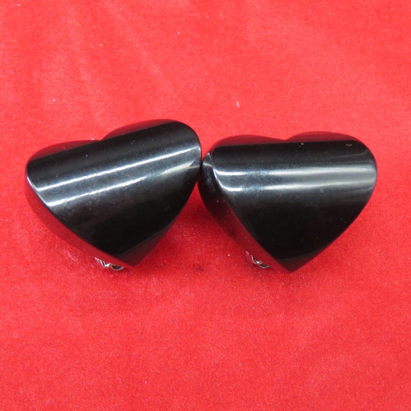 Black Resin Heart Shaped Earrings by Marion Godart