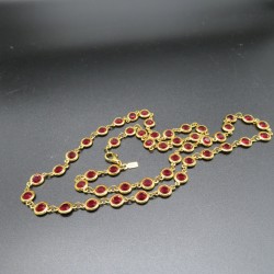 Ciro Tag Cintage 1990s Gold Plated Swarovsky Red Bezels Crystals Necklace