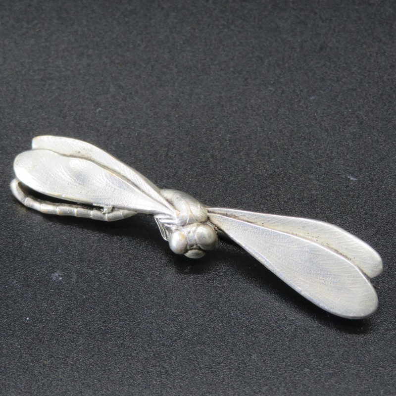 Art nouveau dragonfly silver plated brooch