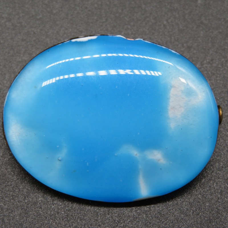 Marcel Buffet glass enamel sky blue vintage brooch
