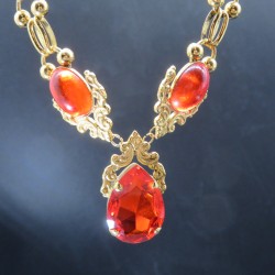 Dueci Bijoux 1990 vintage necklace vibrant orange crystal swarovski, signed