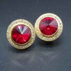 1980 vintage large red swarovski crystal earrings