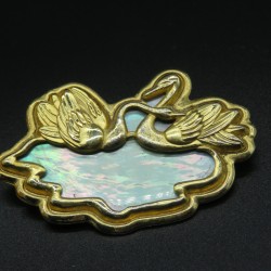 Vintage 80's brooch swans on the lake signed Duri