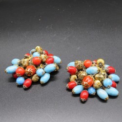 1980 vintage clip on earrings with dangling glass beads