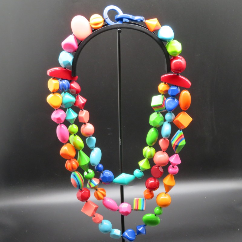 Marion Godart spetacular, colourful resin beaded necklace