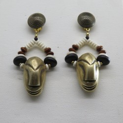 Vintage african head, clip on earrings
