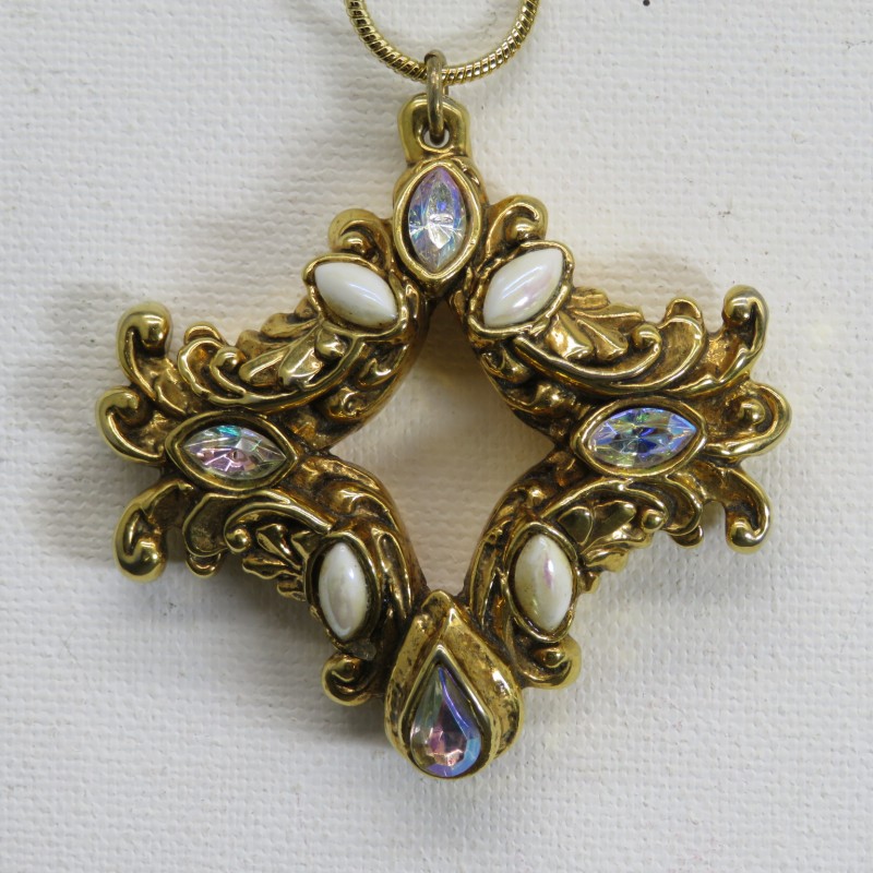 Satellite designer, vintage gothic cross, pendant necklace