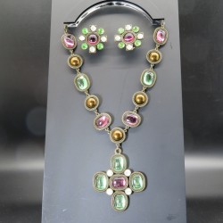 Poggi, Paris vintage cross necklace and earrings
